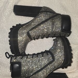 Sparkling Black and Silver Women's Boots
